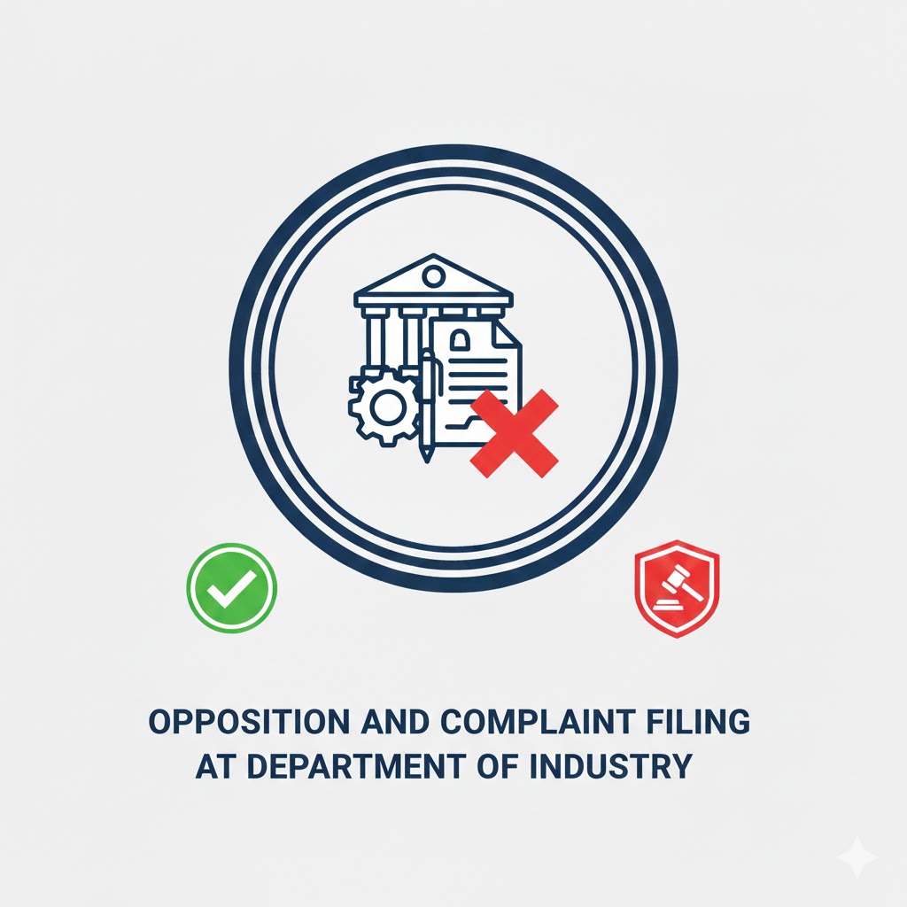 Opposition and complaint Filing at Department of Industry